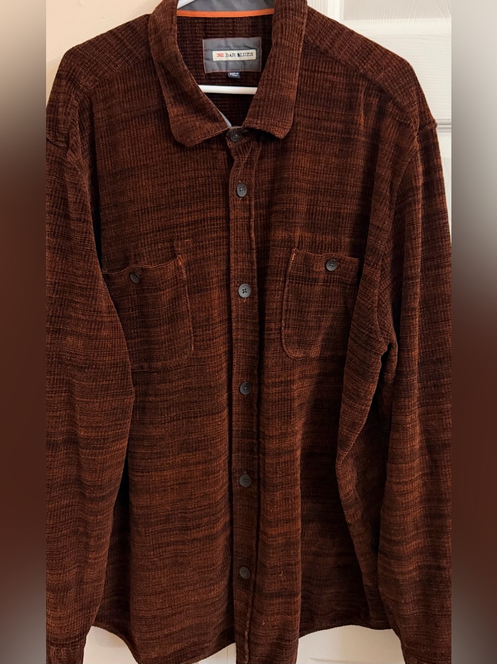 32 Bar Blues 100% Cotton Rustic Brown Men’s 2XL Long Sleeve Button Up Shirt